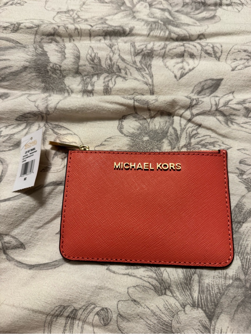 Brand New MICHAEL KORS Women's Orange Zip Card Case Wallet